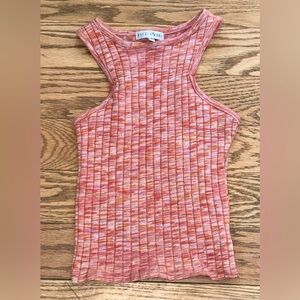 Fitz + Eddi Ribbed High Neck Tank Top - Space Dye Pink/Orange